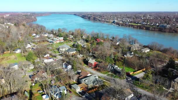 加拿大安大略省昆斯顿Niagara River 4K的空中景观 — 图库视频影像