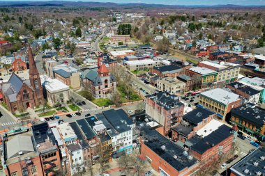 An aerial of Northampton, Massachusetts, United States on a fine morning clipart