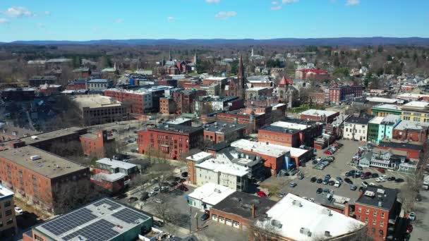 Antenne Von Northampton Massachusetts Vereinigte Staaten Innenstadt — Stockvideo