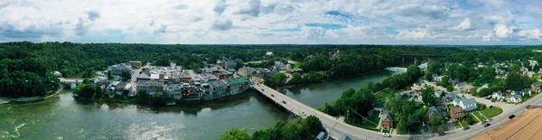 Een Lucht Panorama Van Parijs Ontario Canada Een Voorjaar Morgen — Stockfoto