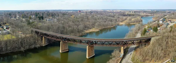 Antenn Panorama Över Paris Ontario Kanada Järnvägsbro — Stockfoto