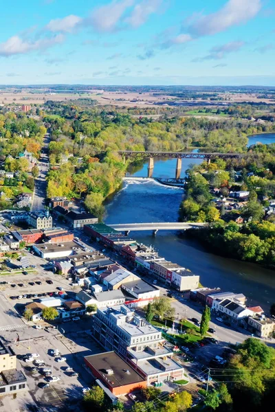 Aerial Vertical Scene Paris Ontario Canada Early Autumn — Stock Photo, Image