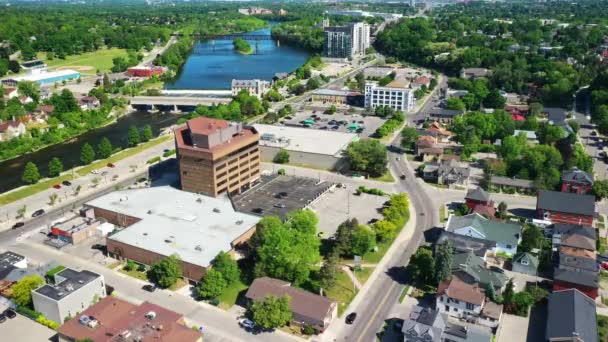 Zeitraffer Aus Der Luft Von Cambridge Ontario Kanada Einem Schönen — Stockvideo