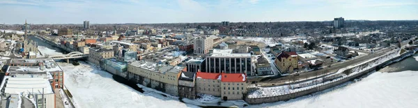 Egy Légi Panoráma Jelenet Cambridge Ontario Kanada Télen — Stock Fotó