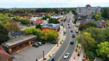 Aerial view of downtown Stoney Creek, Ontario, Canada 4K
