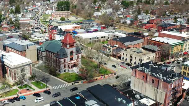 Aerial View Northampton Massachusetts United States Shoppers — Vídeo de stock