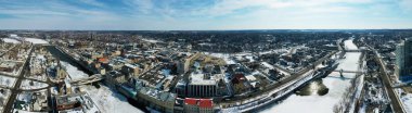 Kışın Kanada, Ontario, Cambridge 'in hava manzarası