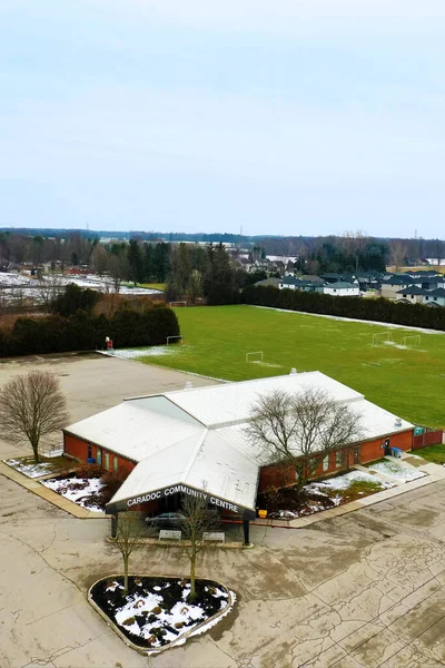 Brydges Ontario Canada December 2021 Aerial Vertical Caradoc Community Centre — ストック写真