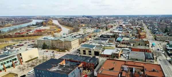 An aerial view of Welland, Ontario, Canada