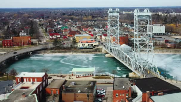 Welland Ontario Kanada Nın Welland Kanal Köprüsü Hava Manzaralı — Stok video