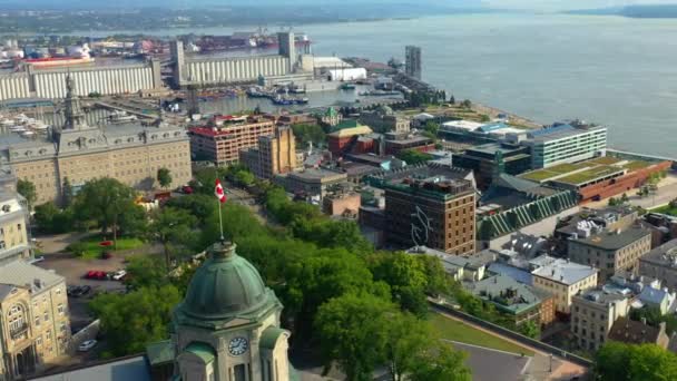 Luftaufnahme Der Altstadt Von Quebec City Quebec Kanada Fluss — Stockvideo