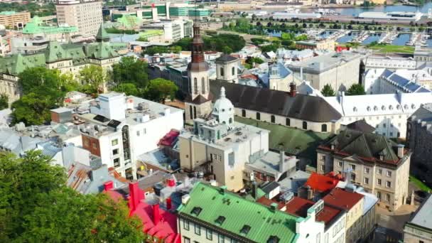 Flygfoto Över Den Gamla Staden Quebec City Quebec Kanada Sommar — Stockvideo
