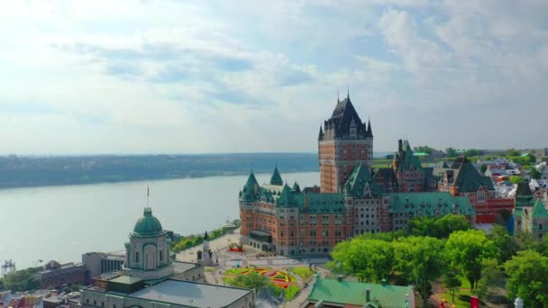 Quebec City Quebec Canada Αυγούστου 2022 Εναέρια Μεγέθυνση Του Chateau — Αρχείο Βίντεο