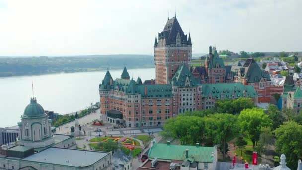 Quebec City Quebec Kanada Srpna 2022 Vzdušná Pánev Frontenacu Zámku — Stock video
