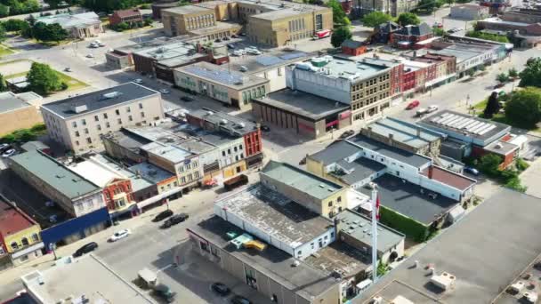 Aerial Hyperlapse View Woodstock Ontario Canada Downtown — Stock video