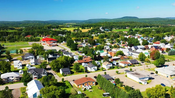An aerial view of St Jean de Matha, Quebec, Canada