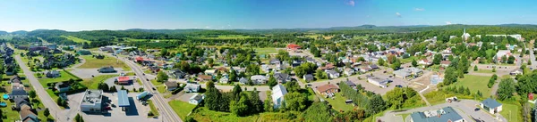 An aerial panorama of St Jean de Matha, Quebec, Canada