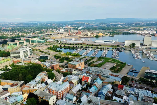 An aerial of the old town marina of Quebec City, Quebec, Canada
