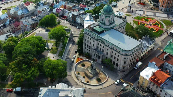 An aerial of the old town of Quebec City, Quebec, Canada in summer