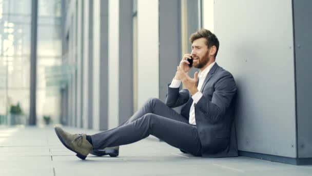 Triste Cansado Business Man Office Worker Frustrado Por Depresión Disparó — Vídeos de Stock