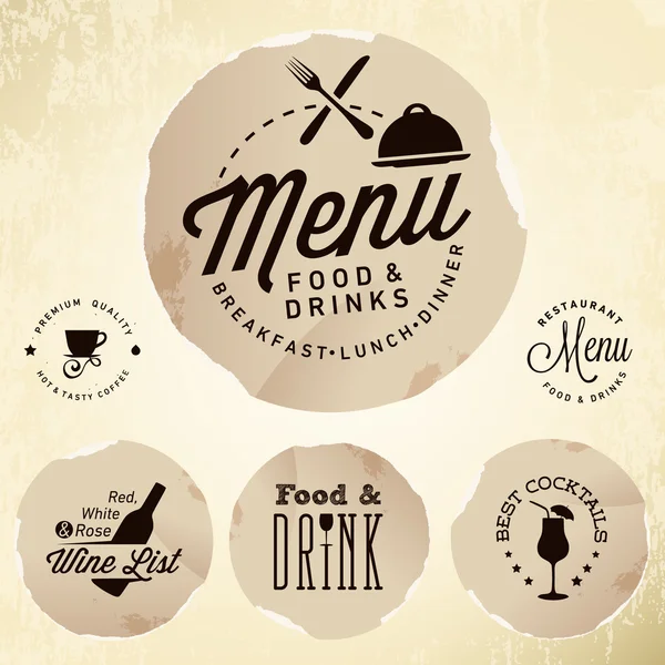 Collection of Restaurant Menu Design Elements in Vintage Style - Stok Vektor
