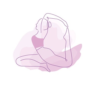 Pinky suluboya arka planda bale çizgisi sanatı minimum vektör çizimi