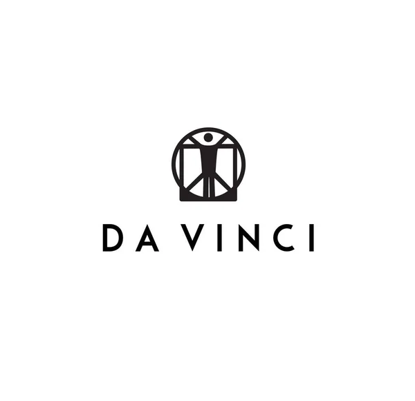 Leonardo Vinci Vector Emblem Icon Minimal Illustration — Stock Vector