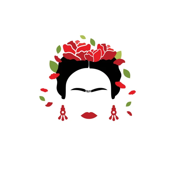 Frida Kahlo Vector Retrato Ilustração Mínima — Vetor de Stock