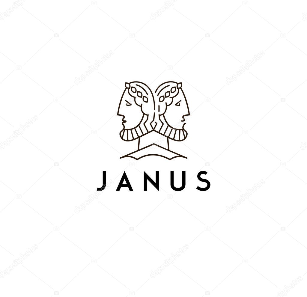 Two-faced Janus vector icon. Minimal Illustration