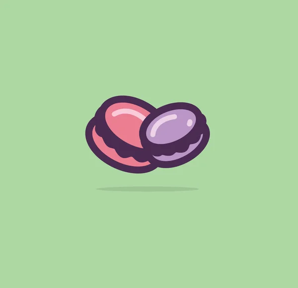 Mignon Macarons Français Illustration Vectorielle Sur Fond Vert — Image vectorielle