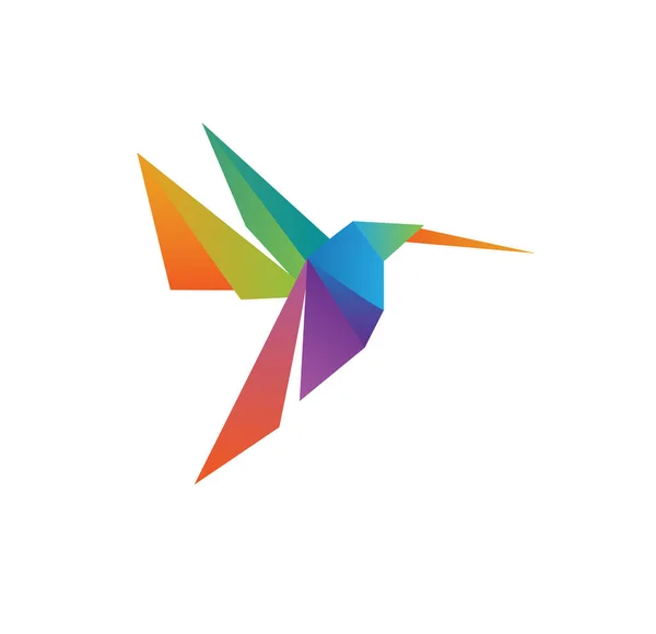 Kolorowe Origami Koliber Logo Design — Wektor stockowy