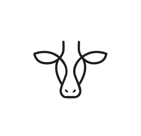 Minimalna Ilustracja Linii Wektorowej Głowicy Krowy — Wektor stockowy