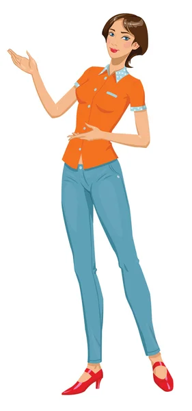 gülümseyen kadın sunulması