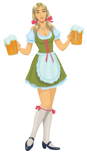 Девушка с пивом — стоковый вектор