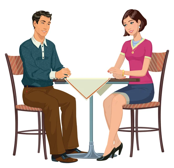 Homme et femme à la table - Illustration — Image vectorielle