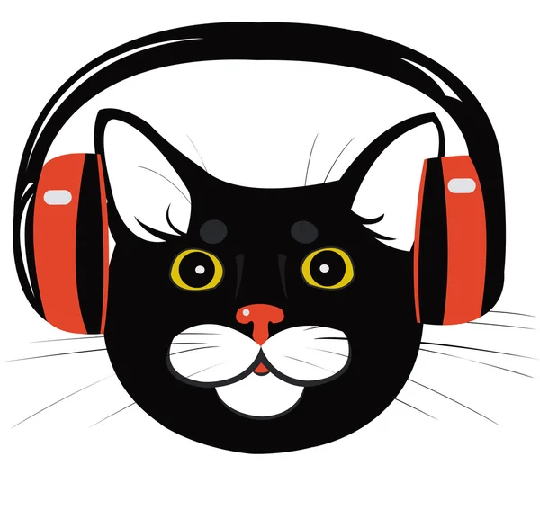 Fones de ouvido de música Cat — Vetor de Stock