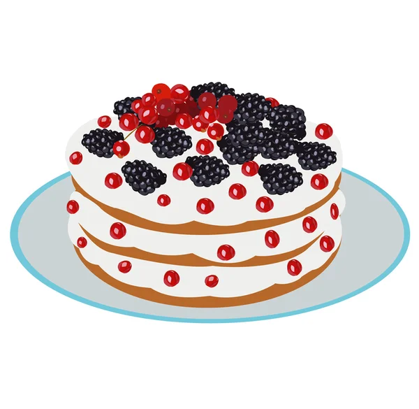Delicious berry cake — Stock Vector