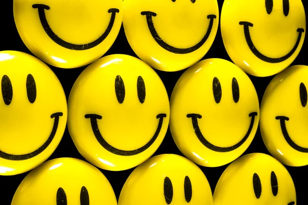 Veel heldere gele smileygezicht — Stockfoto
