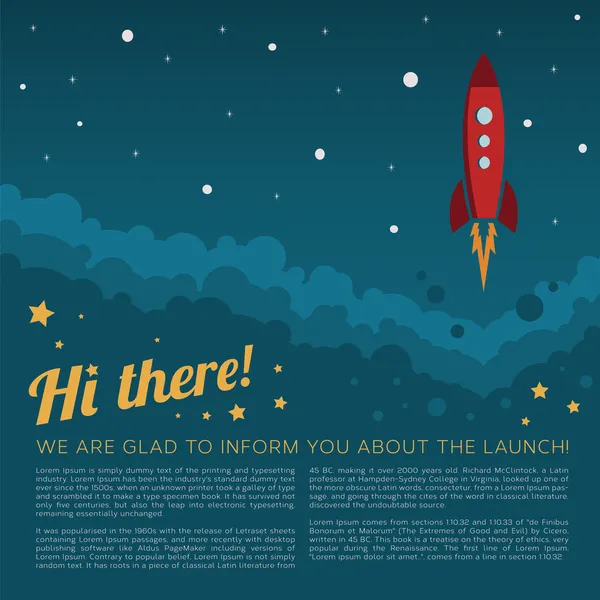 Rocket launch in space vector background — Stock Vector