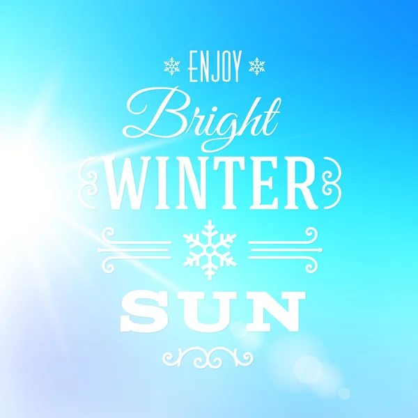 Tarjeta de felicitación tipográfica brillante del sol del invierno — Vector de stock