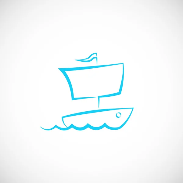セーリング ボート手描き下ろしのロゴのテンプレート — ストックベクタ