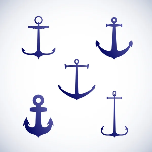 Set di icone o simboli di ancoraggio vettoriale — Vettoriale Stock
