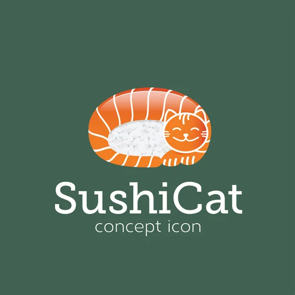 Sushi cat vektorové koncept ikonu symbolu — Stockový vektor