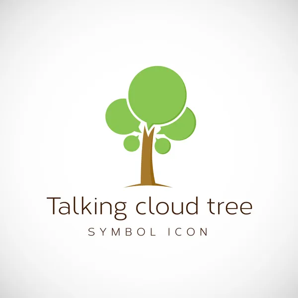 Plantilla de logotipo de árbol de nube hablante — Vector de stock