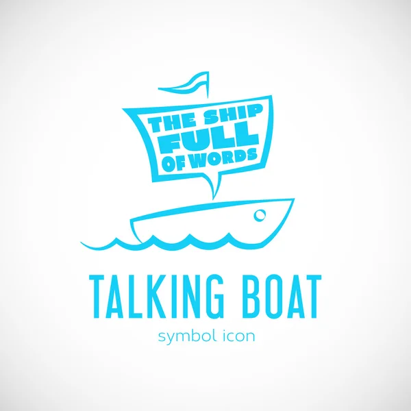 Talking cloud e barca a vela logo modello — Vettoriale Stock