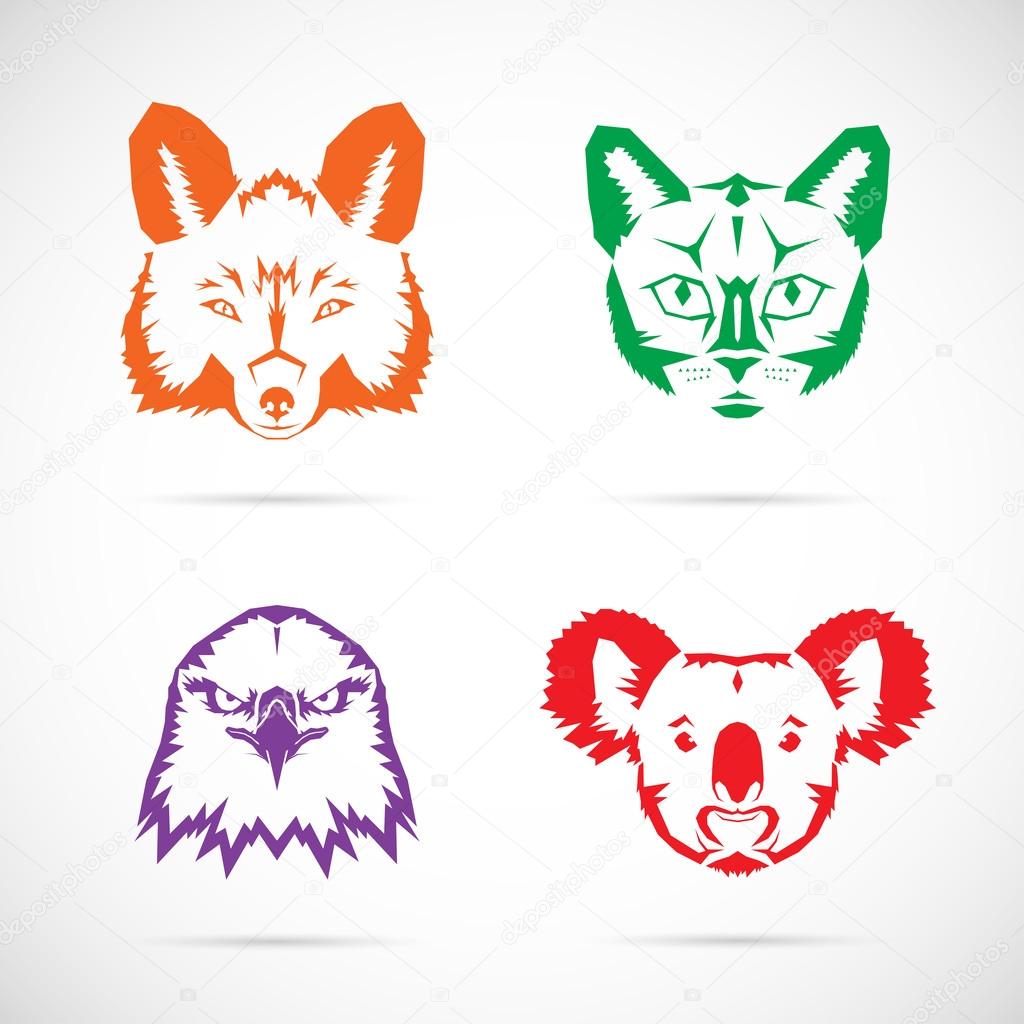 Animal faces vector icons set