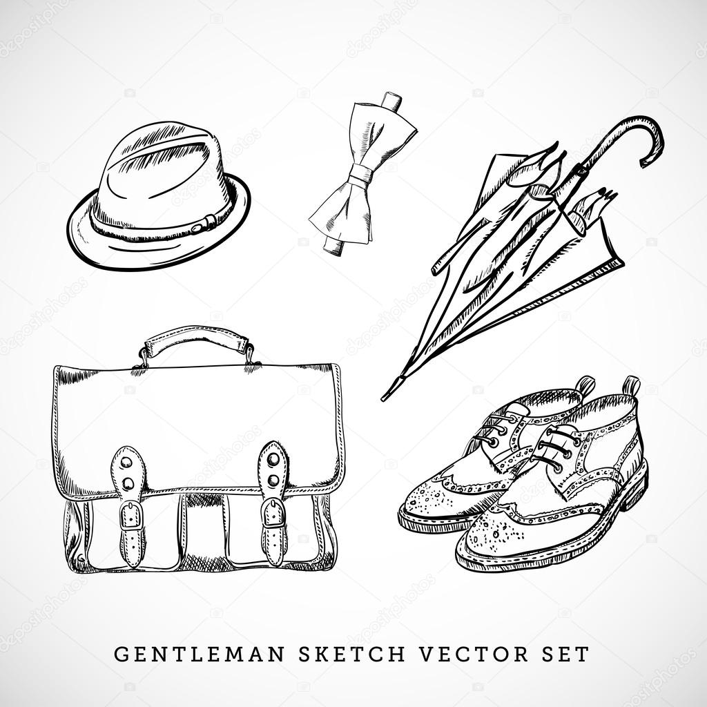 Gentleman sketch vector set