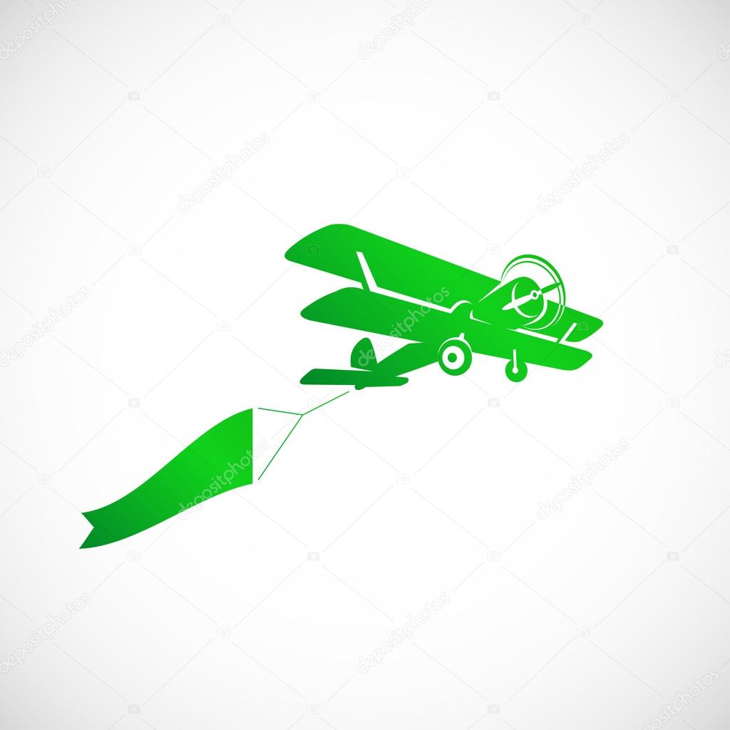 Vintage plane with banner logo template