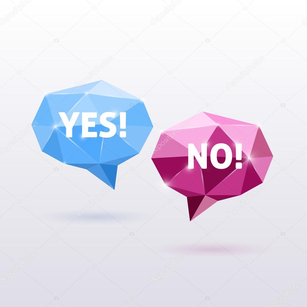 Yes and No triangle vector speech bubbles