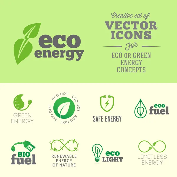 Eco zelené energetické koncepce Vektorové ikonu nebo s typografie — Stockový vektor